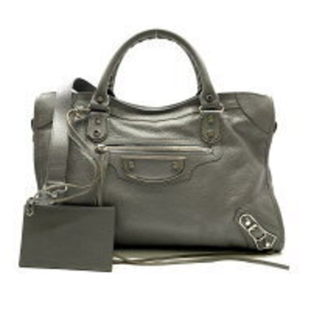 BALENCIAGA Metallic City Shoulder Bag Handbag Gray
